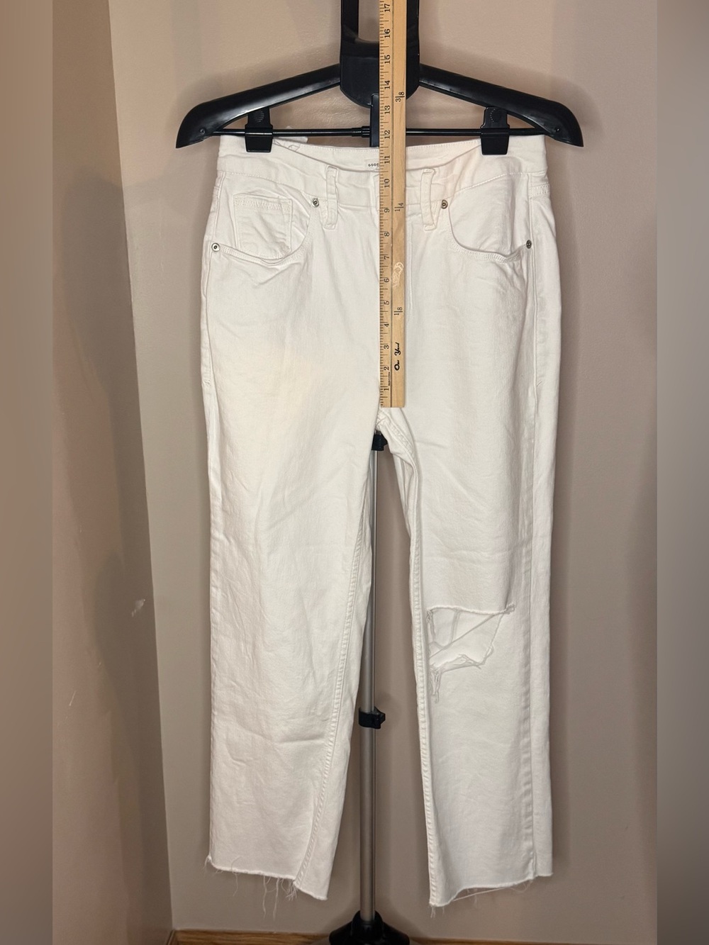 Good American Woman Jean 8/29 Raw Hem GNIC046T White Distressed Preppy Designer - Picture 4 of 10